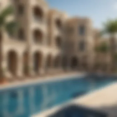 Luxurious Amenities in Al Qusais Apartments Amenities available in two-bedroom apartments, such as gym and pool