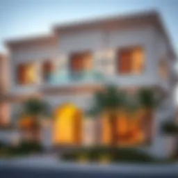 Elegant villa facade showcasing modern architecture