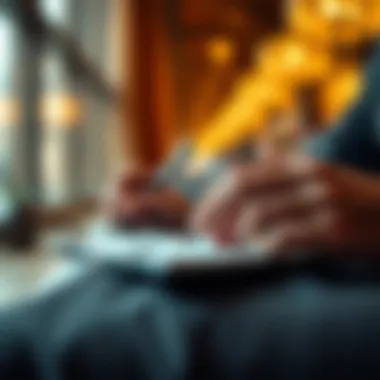 A close-up of a notepad and pen used for taking notes during a walking interview.