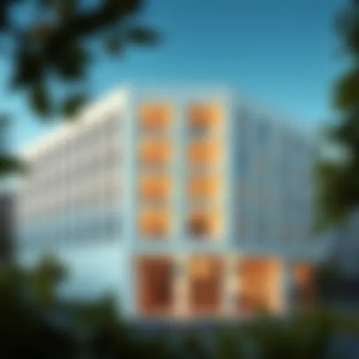 Exterior view of the White Swan Building showcasing its unique architectural design.