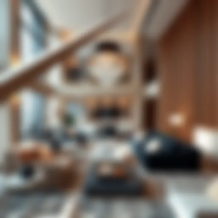 Interior features highlighting modern aesthetics and luxury within the White Swan Building.