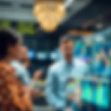 Investors analyzing market trends and data