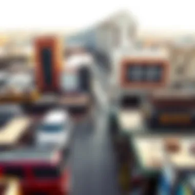 Aerial view of Hamdan Street showcasing its bustling activity