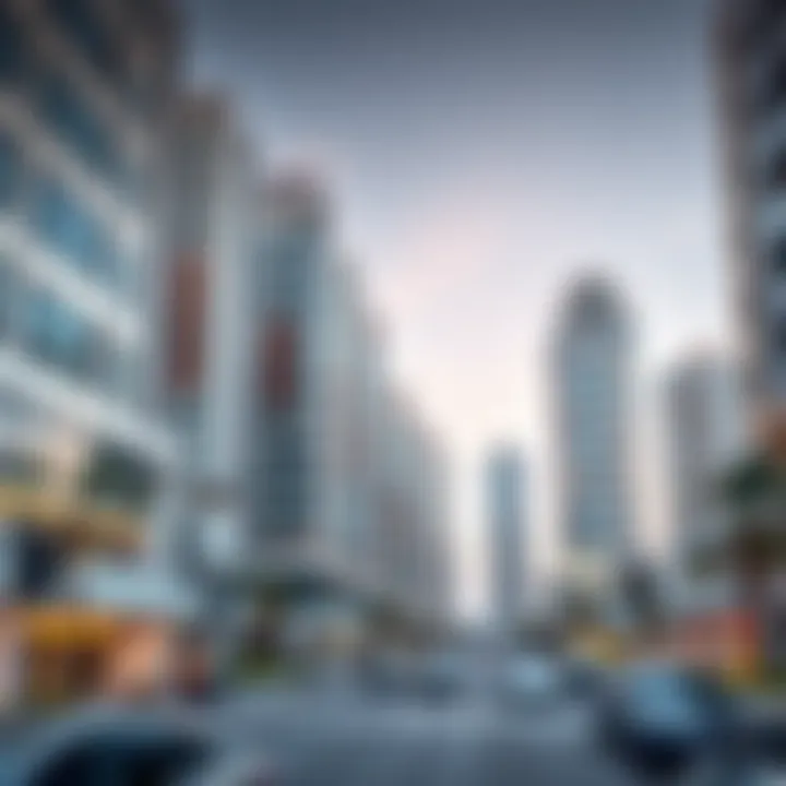 Modern high-rise buildings lining Hamdan Street