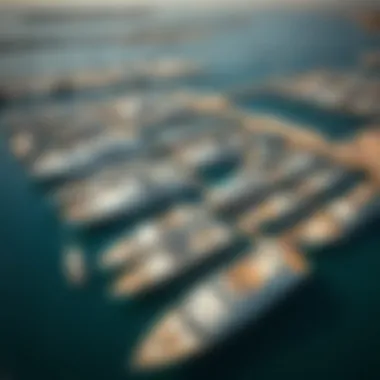 Aerial View of Luxury Yachts in the Marina Aerial view of a bustling marina with luxury yachts