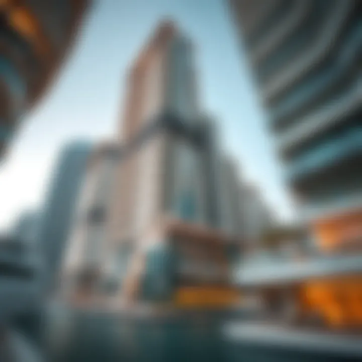 Architectural details showcasing modern design in Dubai's marina