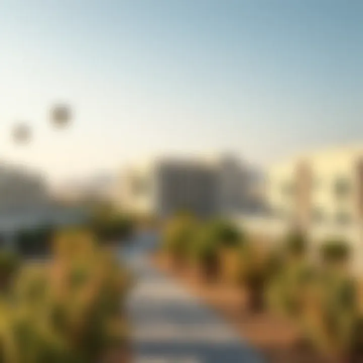 Modern real estate development juxtaposed with natural landscapes in Liwa