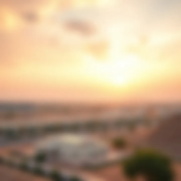 Stunning panoramic view of Liwa Oasis under a sunset sky