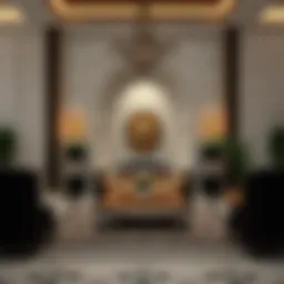 Luxurious majlis seating arrangement showcasing intricate patterns