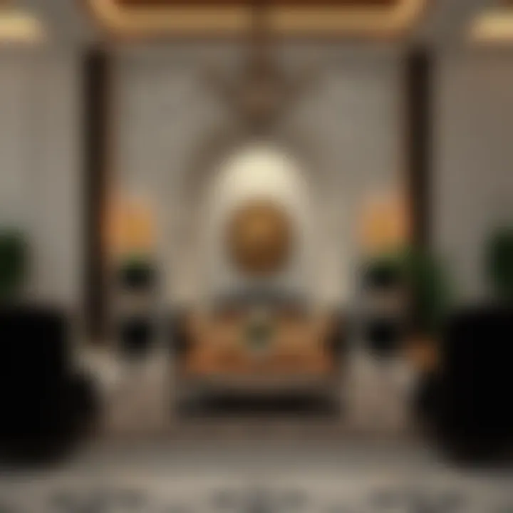 Elegant Seating in Majlis Design Luxurious majlis seating arrangement showcasing intricate patterns