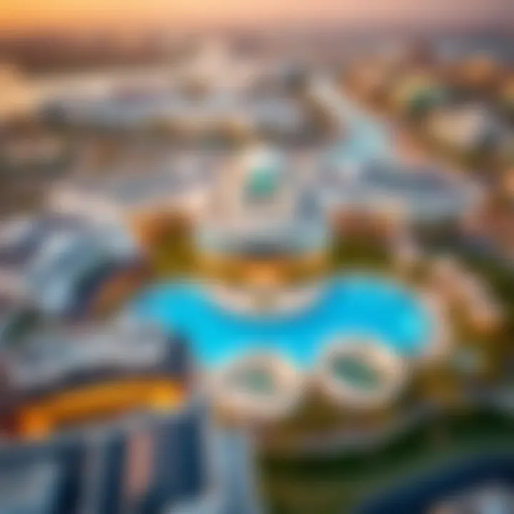 Aerial Overview of Key Projects in Marjan Abu Dhabi Aerial view of Marjan Abu Dhabi's key real estate projects