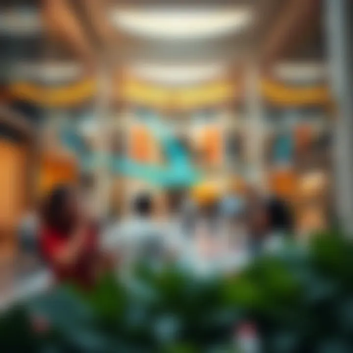 Community spaces within Mazaid Mall designed for engagement and events