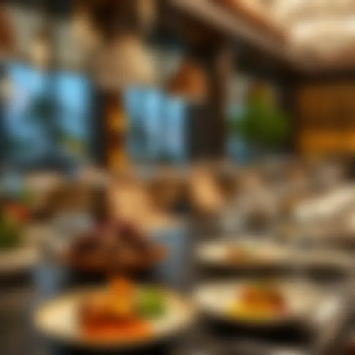 Gourmet dining setting with exquisite dishes and sophisticated decor