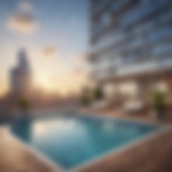 Luxurious amenities offered at Metropolis Tower's rooftop pool area