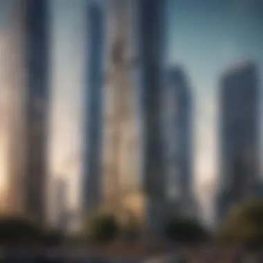 Architectural Marvel of Metropolis Tower Stunning view of Metropolis Tower's façade showcasing innovative architecture