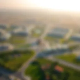 Aerial view of Mohamad Bin Rashid City showcasing its expansive layout and green spaces