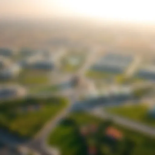 Aerial view of Mohamad Bin Rashid City showcasing its expansive layout and green spaces