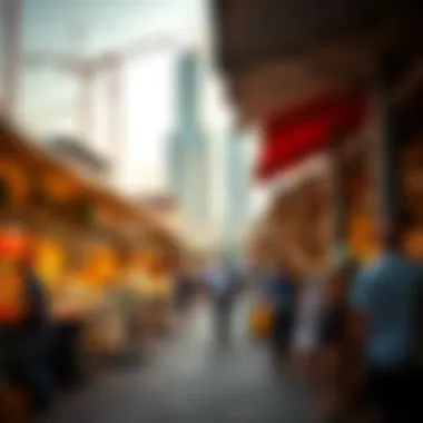 A bustling market scene reflecting the vibrant lifestyle of Dubai