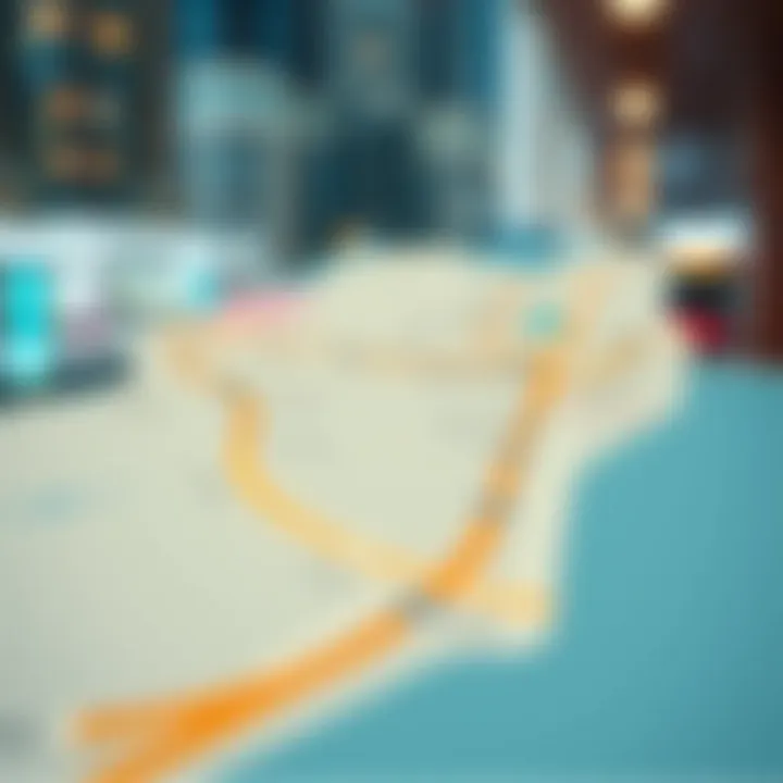 Map showing route from Creek Metro to Dubai Creek Harbour