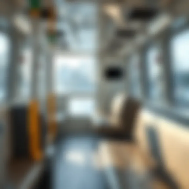 Comfortable Interior of RTA Boat Taxi Interior of an RTA boat taxi highlighting comfortable seating and modern design