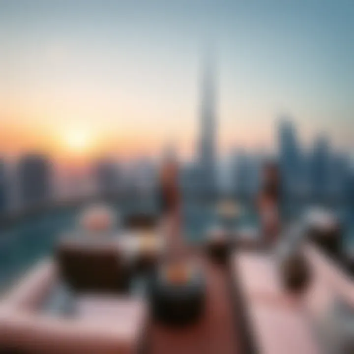 Panoramic view from the balcony of Olivia Residence highlighting Dubai's skyline