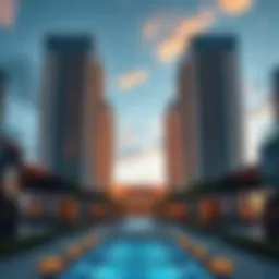 Modern architectural design of Palm Beach Towers 3