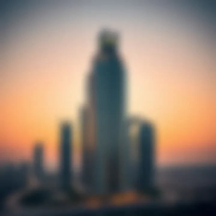 Stunning view of Pearl Plaza Tower at sunset