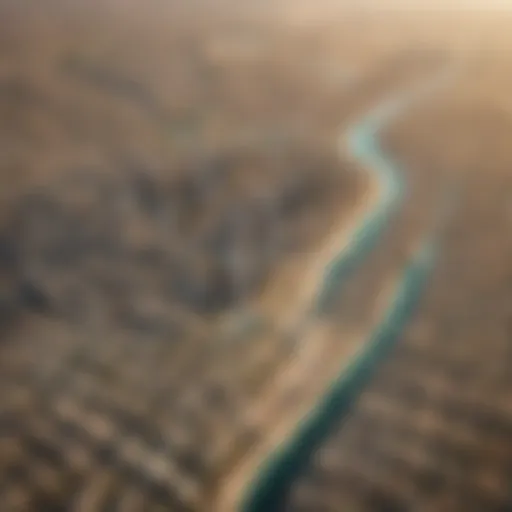 Aerial view of Dubai's diverse landscapes showcasing various land prices