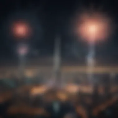 Fireworks illuminating the Dubai skyline during a holiday