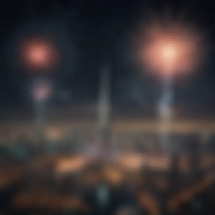 Fireworks illuminating the Dubai skyline during a holiday