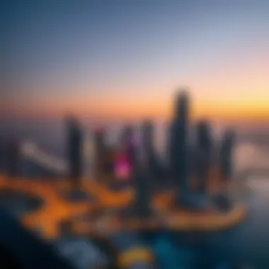 Panoramic view of the Jumeirah Lakes Towers skyline