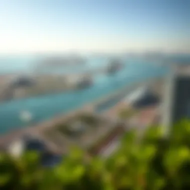 A scenic overview of Al Reem Island highlighting its landscape and urban setting