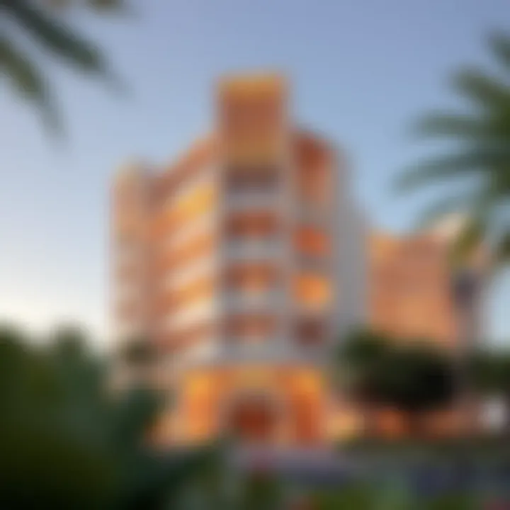 Modern architectural exterior of Regency Building in Al Raffa, showcasing its unique design elements.