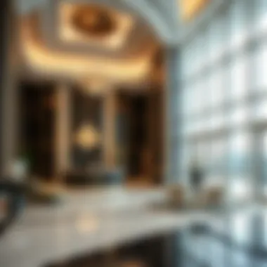 Luxurious lobby interior of Regency Building, highlighting sophisticated design and decor.