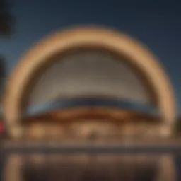 The exquisite facade of Dubai Opera illuminated at night