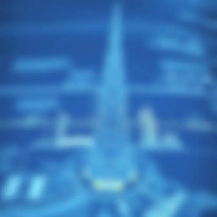 Blueprint Design of Rostamani Tower Architectural blueprint showcasing the design elements of Rostamani Tower