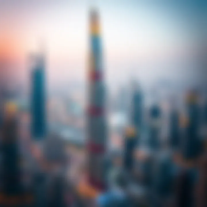 Saba 1 Tower within Dubai's Skyline Panoramic view of Dubai highlighting Saba 1 Tower