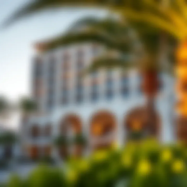 Stunning architectural facade of Seven Palm Hotel & Apartments