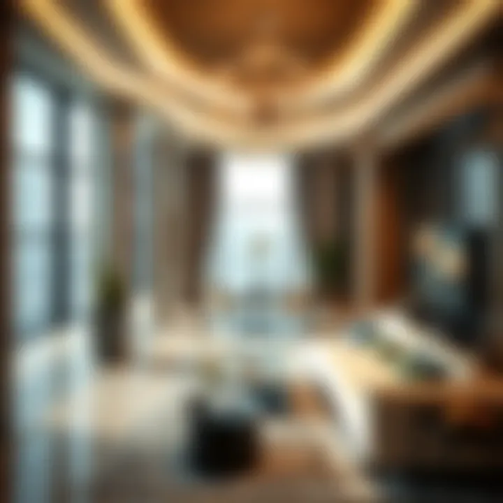 Interior design elements of Shaha Tower highlighting contemporary aesthetics