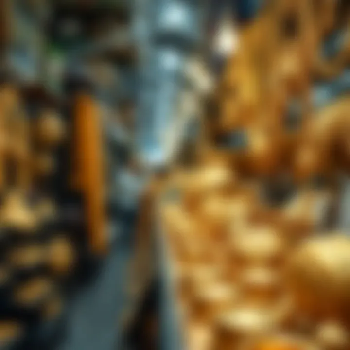 Intricate gold jewelry displayed in a Deira gold souk
