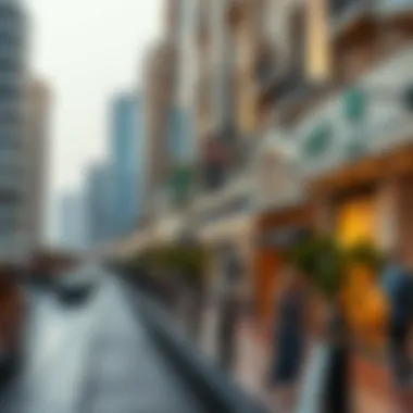 A scenic view of Deira's waterfront with shops lining the promenade