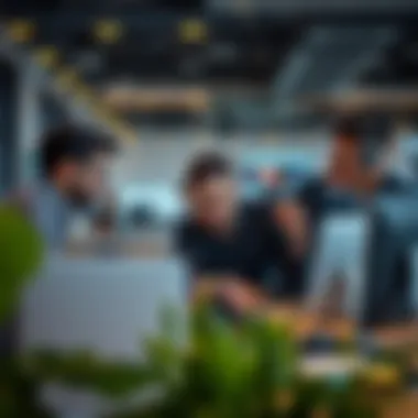 Tech entrepreneurs collaborating in a modern workspace