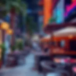A vibrant street scene showcasing outdoor dining in JLT