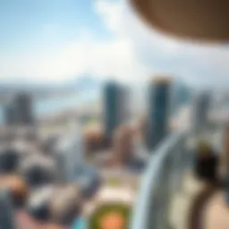 A panoramic view of International City, showcasing its diverse architecture and layout.