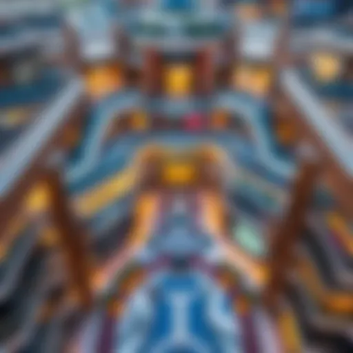 Aerial view of a megamall in Dubai showcasing its expansive layout and architectural beauty