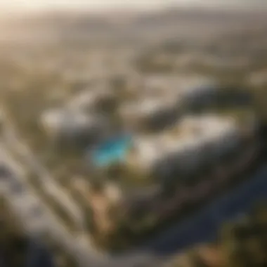 Stunning Aerial Perspective of The Hills Dubai Aerial view of The Hills Dubai showcasing its elegant layout and green spaces