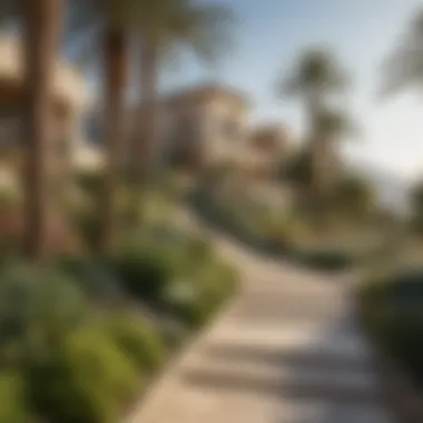 Exquisite Landscaping in The Hills Dubai Beautifully landscaped gardens and walking paths in The Hills Dubai