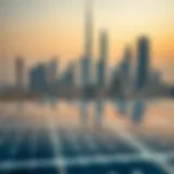 Solar panel installation in Dubai skyline