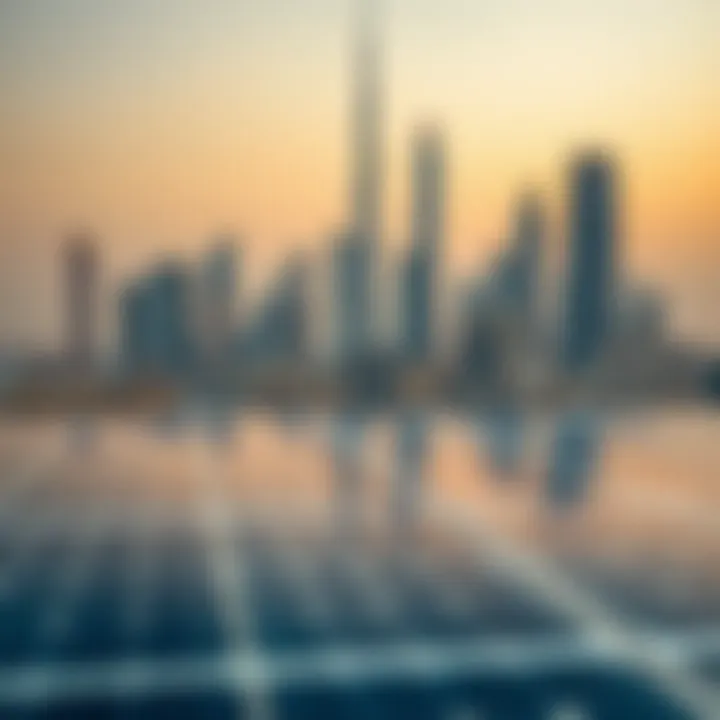 Solar panel installation in Dubai skyline