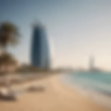 Jumeirah Beach: Iconic Views and Relaxation Serene image of Jumeirah Beach with Burj Al Arab in the background